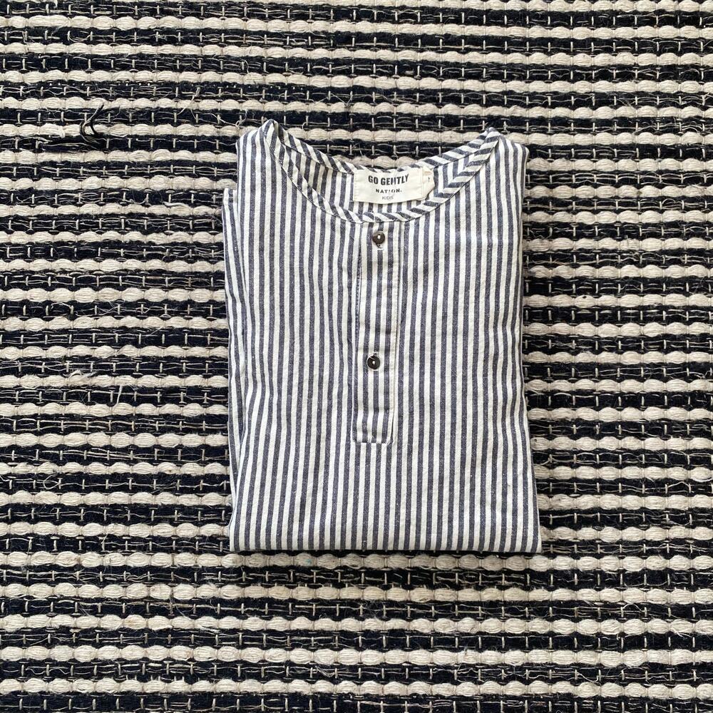 🌿Go Gently Nation Kids Grey White Stripe Cuff Sleeve Shirt Dress 4T